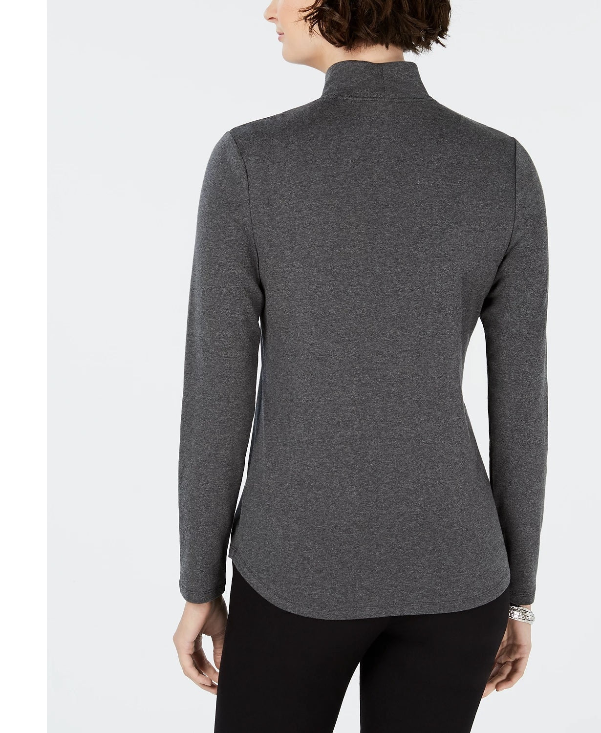 Blusa simulada de manga comprida lisa feminina Charter Club, cinza, tamanho XX-G
