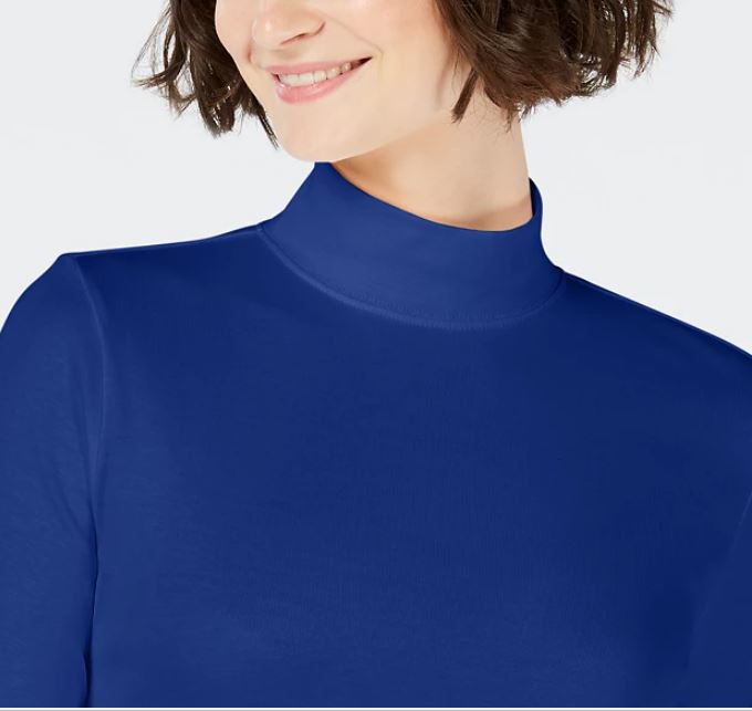 Camiseta feminina Charter Club de algodão com gola falsa, azul, tamanho extragrande