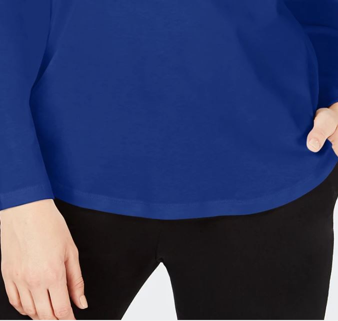 Camiseta feminina Charter Club de algodão com gola falsa, azul, tamanho extragrande