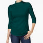 Camiseta feminina Charter Club New Charter Club Cotton Mock-neck, verde, tamanho médio