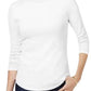 Camiseta feminina Charter Club de algodão com gola alta, branca, tamanho médio