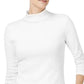 Camiseta feminina Charter Club de algodão com gola alta, branca, tamanho médio