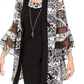 Vestido feminino R&amp;M Richards com colar e jaqueta estampada com manga sino, tamanho 4 Petite, cor carvão