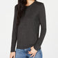 Blusa feminina Weekend Max Mara de manga comprida e gola redonda, cinza escuro, tamanho grande