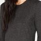 Blusa feminina Weekend Max Mara de manga comprida e gola redonda, cinza escuro, tamanho grande