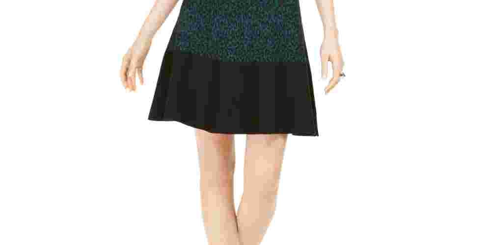 Vestido suéter feminino Taylor com estampa animal, verde, tamanho pequeno