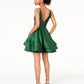 Vestido formal feminino Blondie Nites com zíper e decote coração, mini ajuste, estilo flare, verde, tamanho 7
