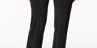 Calça feminina Alfani com acabamento em couro sintético e perna larga, preta, tamanho 8 Petite