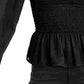Blusa peplum franzida feminina Leyden, preta, tamanho médio