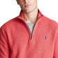 Suéter texturizado com zíper de um quarto masculino Ralph Lauren, vermelho brilhante, tamanho X-S
