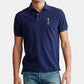 Camisa polo básica masculina Ralph Lauren Slim Fit Mesh Bear, azul marinho, tamanho X-S