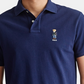 Camisa polo básica masculina Ralph Lauren Slim Fit Mesh Bear, azul marinho, tamanho X-S