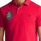 Camisa polo masculina Ralph Lauren Lunar New Year em malha vermelha, tamanho X-S