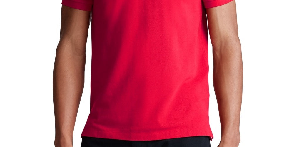 Camisa polo masculina Ralph Lauren Lunar New Year em malha vermelha, tamanho X-S