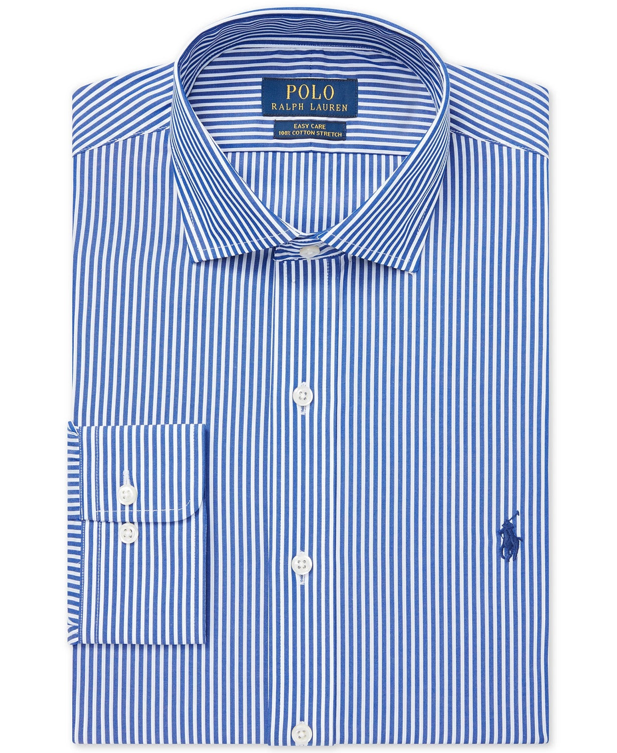 Camisa social masculina Ralph Lauren Classic Fit de algodão, azul-marinho, tamanho 32-33