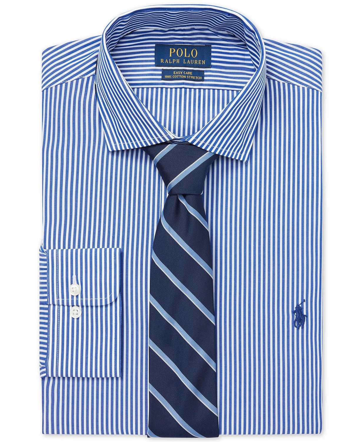 Camisa social masculina Ralph Lauren Classic Fit de algodão, azul-marinho, tamanho 32-33
