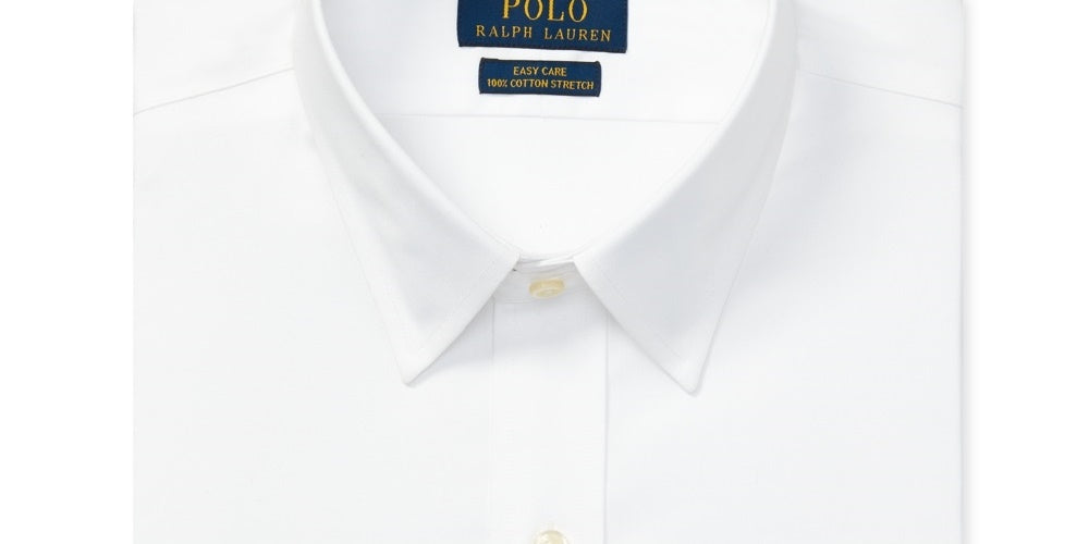 Camisa social Ralph Lauren masculina de corte clássico e fácil de cuidar, branca, tamanho 18x34-35