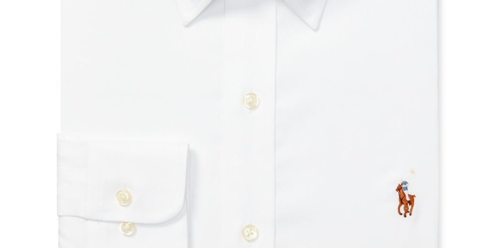 Camisa social Ralph Lauren masculina de corte clássico e fácil de cuidar, branca, tamanho 18x34-35