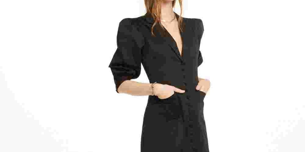 Vestido curto estilo smoking feminino Danielle Bernstein, preto, tamanho 8