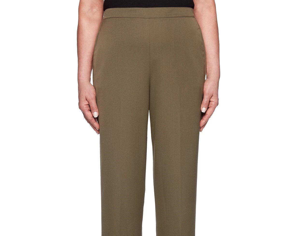 Calça feminina Alfred Dunner Petite Cedar Canyon Pull-On, verde, tamanho 12 Petite