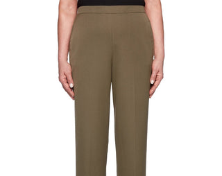 Calça feminina Alfred Dunner Petite Cedar Canyon Pull-On, verde, tamanho 12 Petite
