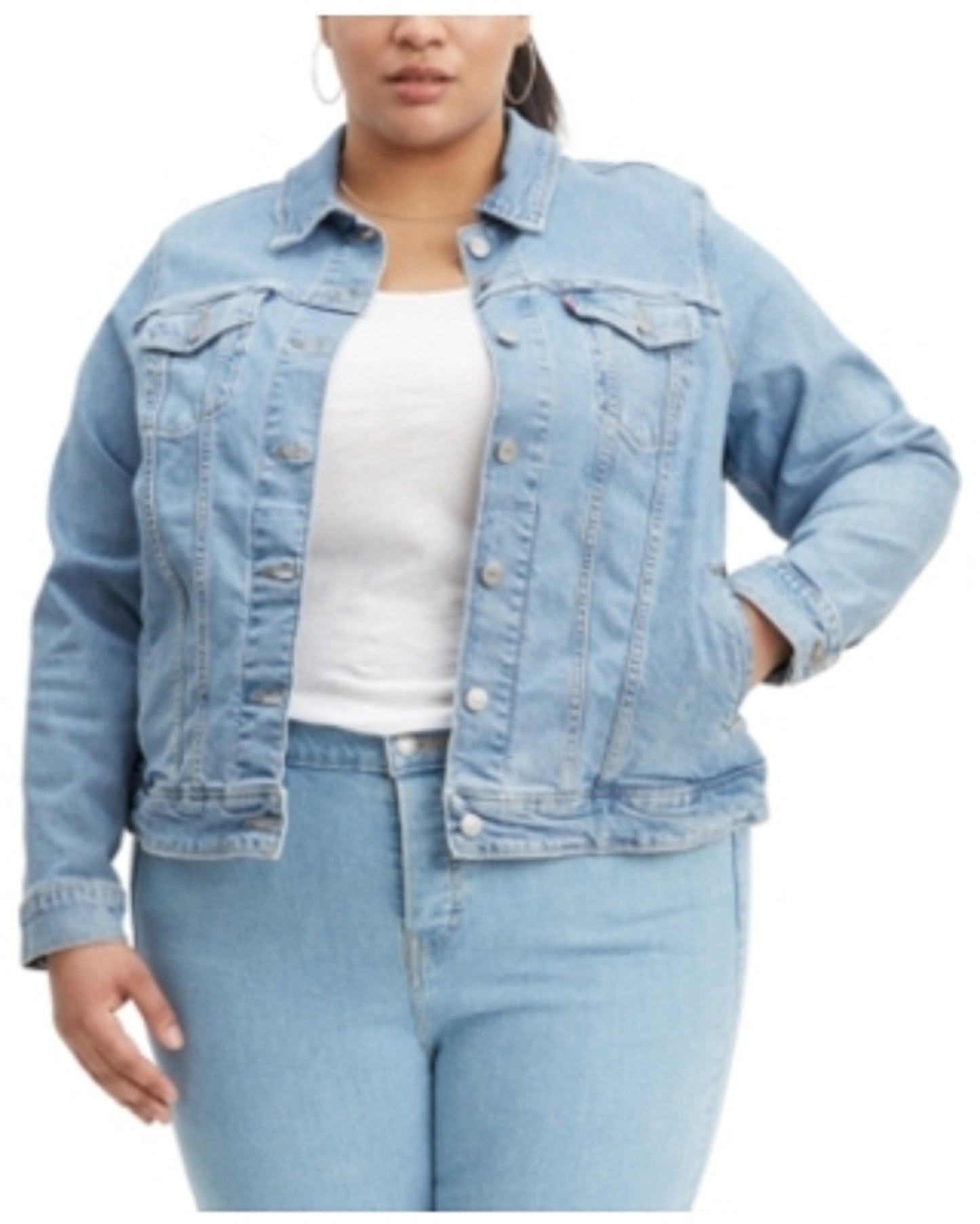 Jaqueta jeans estilo caminhoneiro plus size da Levi's feminina, azul, tamanho 1X