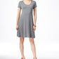 Vestido feminino estilo &amp; co, manga curta, corte A, cinza, tamanho grande