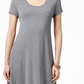 Vestido feminino estilo &amp; co, manga curta, corte A, cinza, tamanho grande