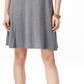 Vestido feminino estilo &amp; co, manga curta, corte A, cinza, tamanho grande