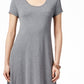 Vestido feminino estilo &amp; co, manga curta, corte A, cinza, tamanho médio