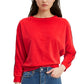 Blusa feminina Levi's de veludo com manga dolman, vermelha, tamanho médio