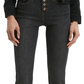 Calça jeans reta Levi's Classic com botões frontais, feminina, preta, tamanho 10