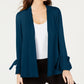 Cardigan feminino Alfani com manga amarrada e azul-petróleo, tamanho XX-grande