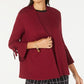 Cardigan feminino Alfani com manga amarrada, vermelho, tamanho pequeno, médio