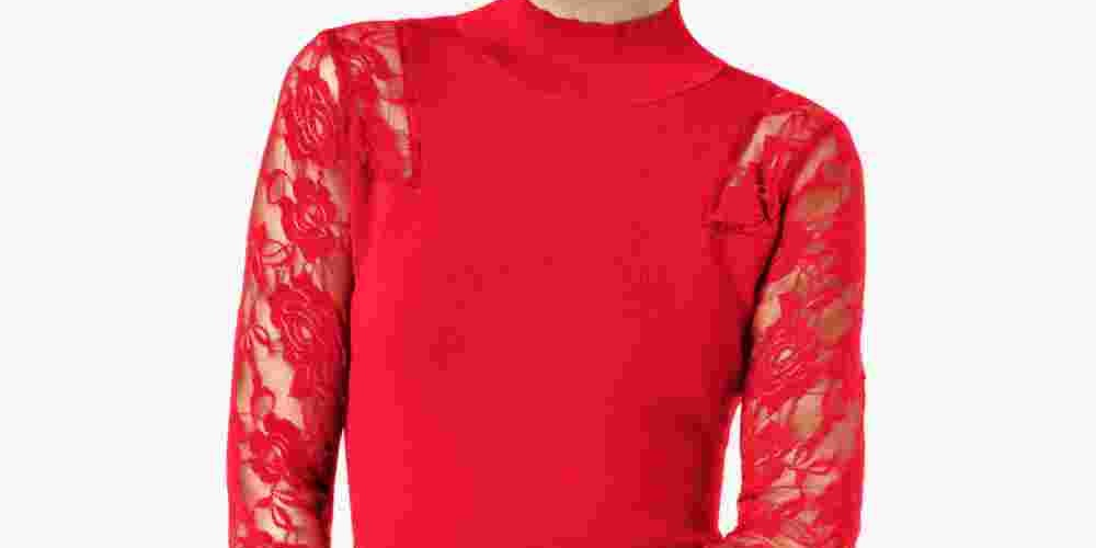 Top peplum de renda feminino INC International Concepts, vermelho, tamanho pequeno grande