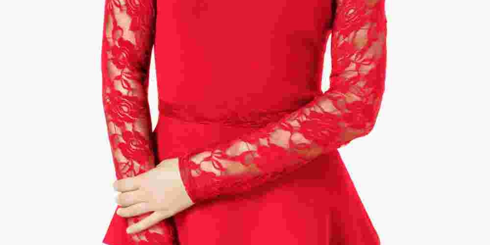 Top peplum de renda feminino INC International Concepts, vermelho, tamanho pequeno grande