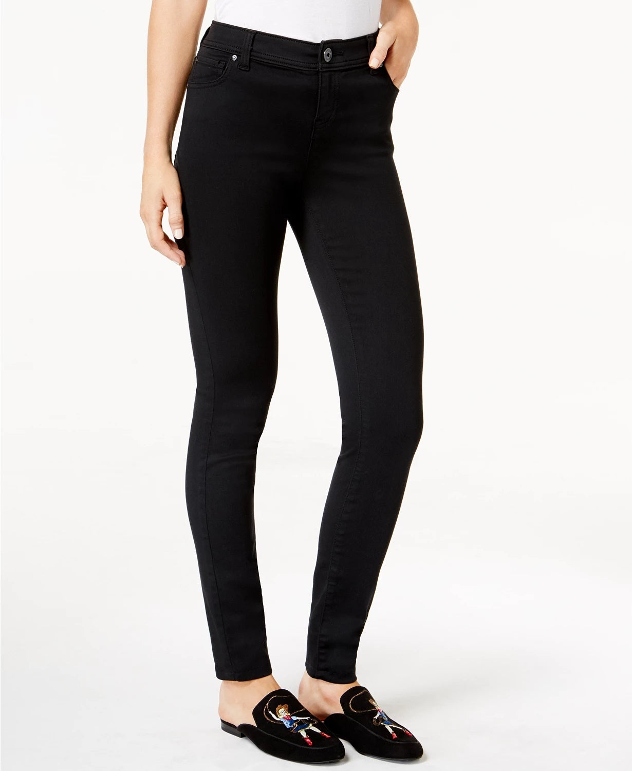 Calça jeans skinny feminina Incfinity da INC International Concepts, preta, tamanho 0, pequena