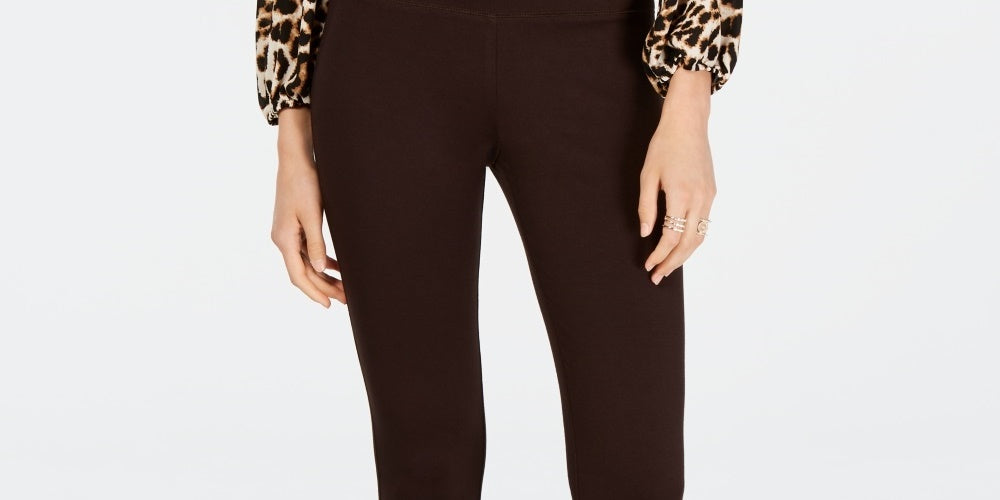 Calça legging feminina sem costura INC International Concepts marrom tamanho 4 pequena curta