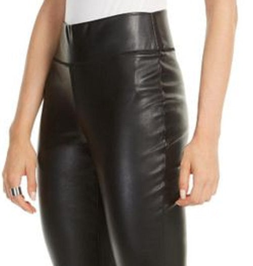 Calça skinny feminina de couro sintético da INC International Concepts, preta, tamanho 0, pequena