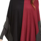 Alfani Suéter Poncho Feminino Petite Gola Alta Colorblock Vermelho Escuro Tamanho Médio