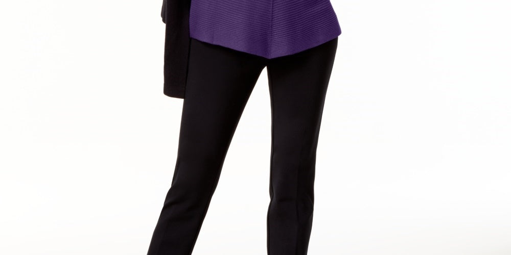 Suéter Alfani Feminino com Detalhe de Botão e Canelado Roxo Escuro Tamanho P