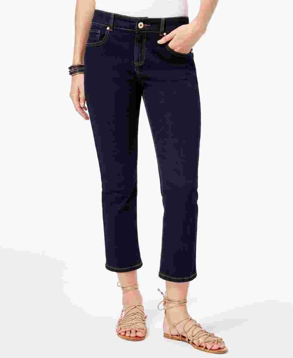 Calça jeans feminina reta e cropped da INC International Concepts, azul, tamanho 4