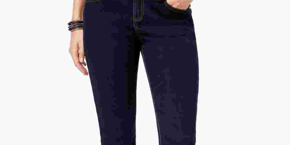 Calça jeans feminina reta e cropped da INC International Concepts, azul, tamanho 4