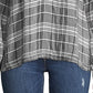 Blusa feminina xadrez manga comprida com botões Lucky Brand, preta, tamanho X-G