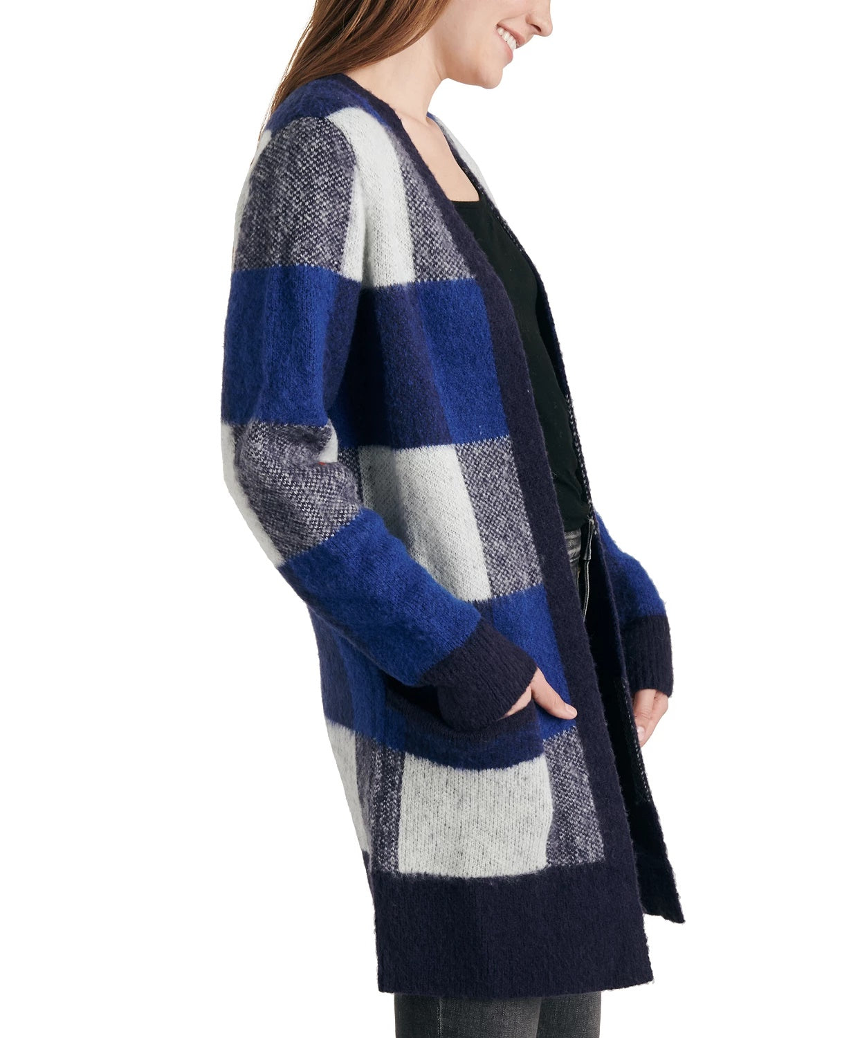 Cardigan feminino grande Lucky Brand, azul, tamanho pequeno