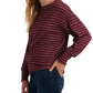 Moletom feminino listrado com punho franzido Lucky Brand, vermelho, tamanho pequeno