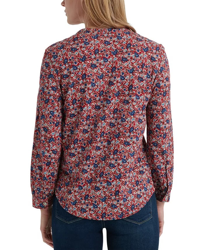 Blusa feminina Lucky Brand de algodão estampada vermelha tamanho X-S