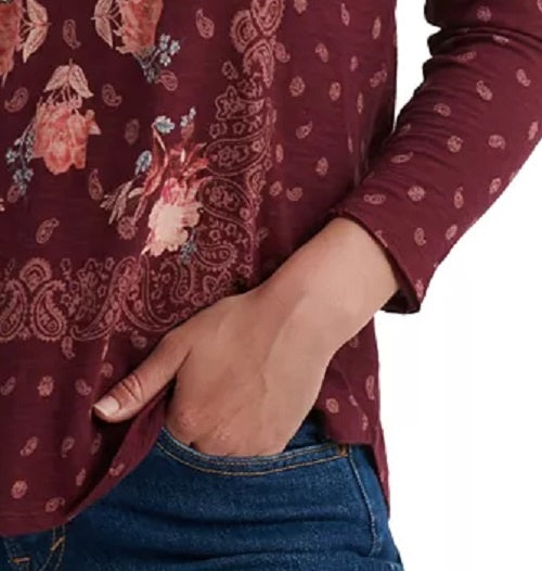 Camiseta Matchbox Feminina Lucky Brand Borgonha Multicor Vermelha Tamanho P