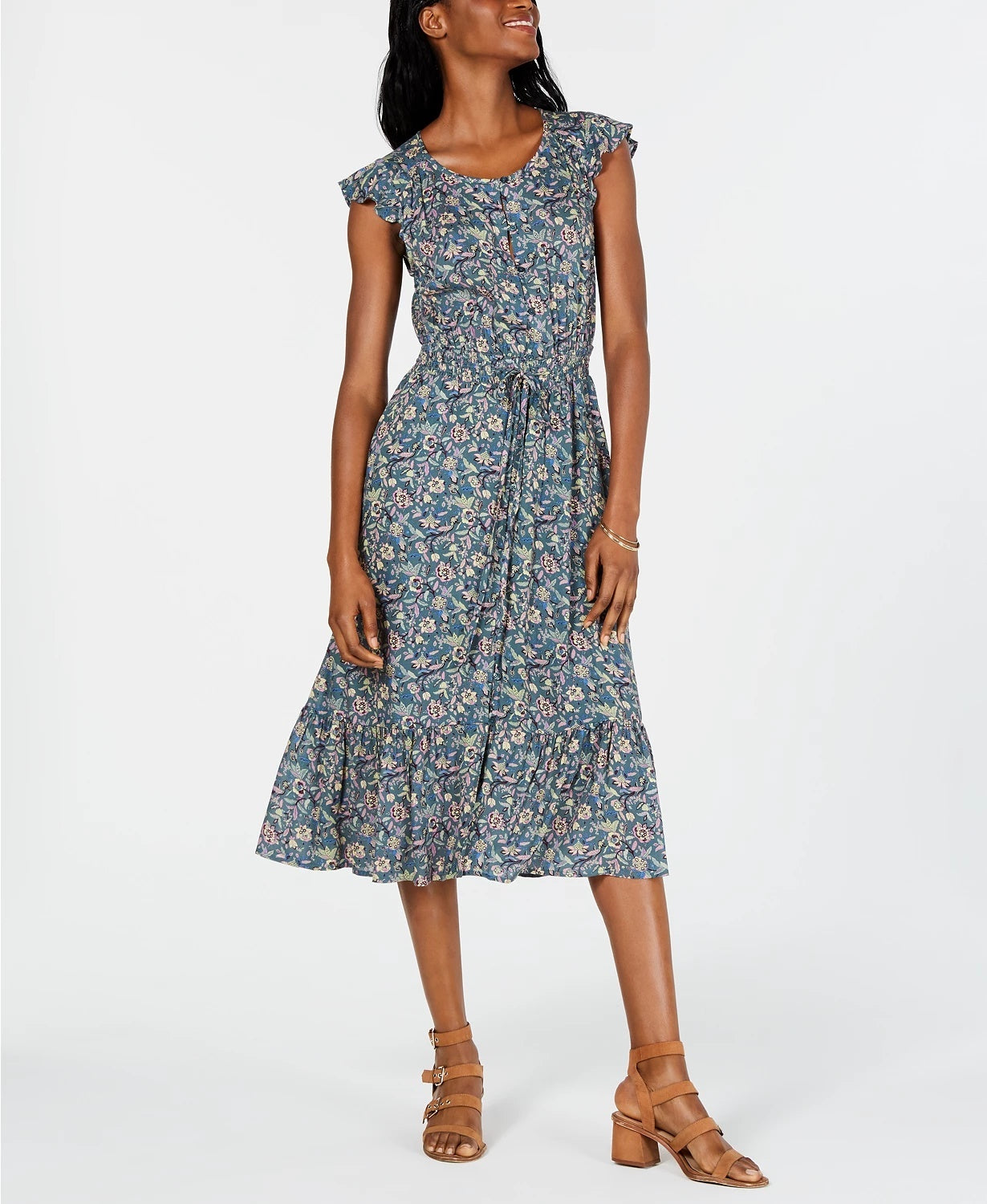 Vestido Felicia Feminino Lucky Brand Verde Multi Verde Tamanho Grande