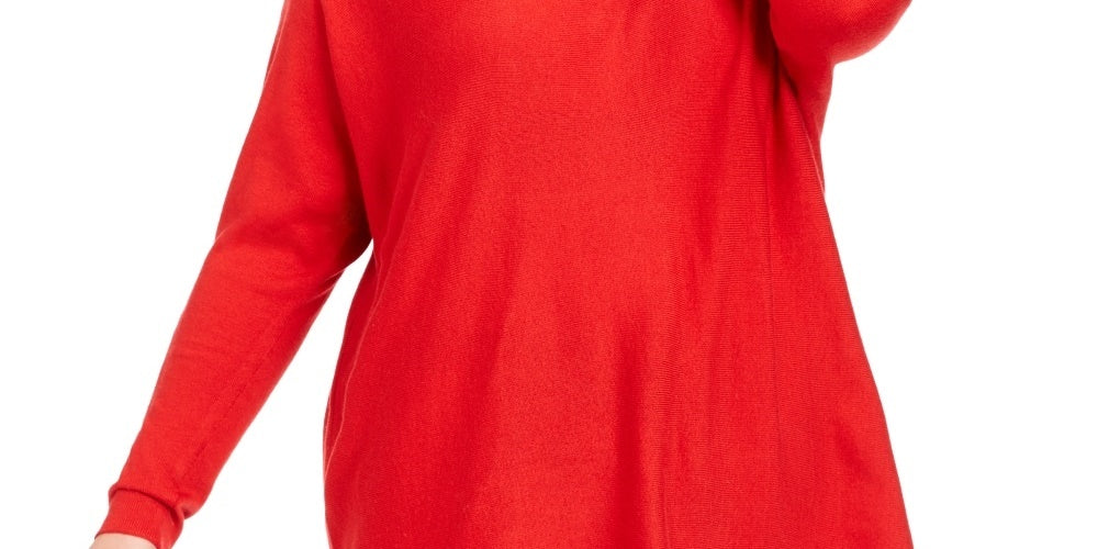 Suéter feminino de manga comprida e comprimento alto e baixo da INC International Concepts, vermelho, tamanho 3X